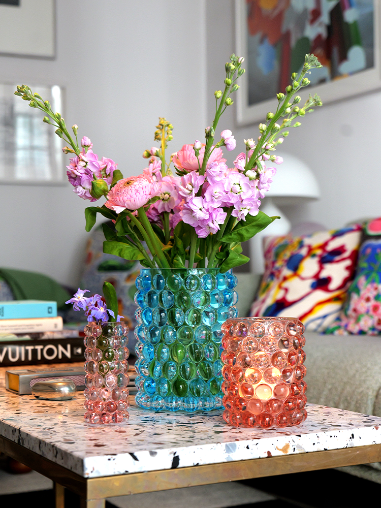 HURRICANE LAMP BOULE LARGE, Coral Blue