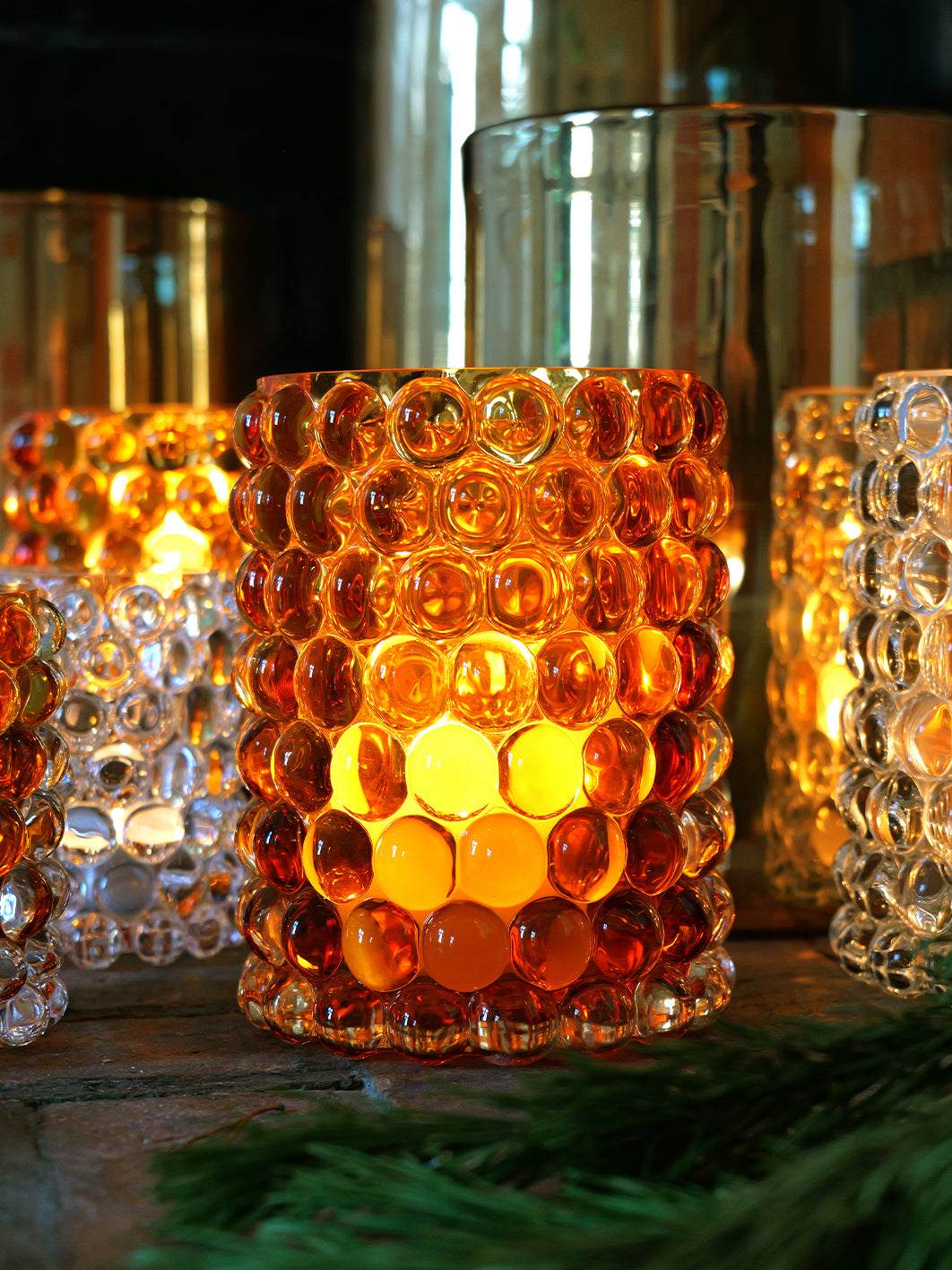 HURRICANE LAMP BOULE LARGE, Amber Ljuslykta